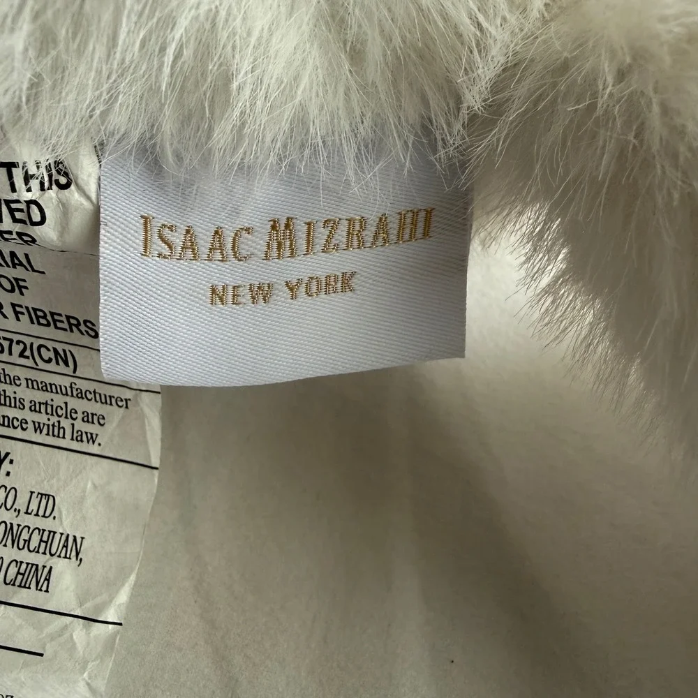 Isaac Mizrahi New York White Faux Fur Christmas Cat Decorative Pillow Holiday